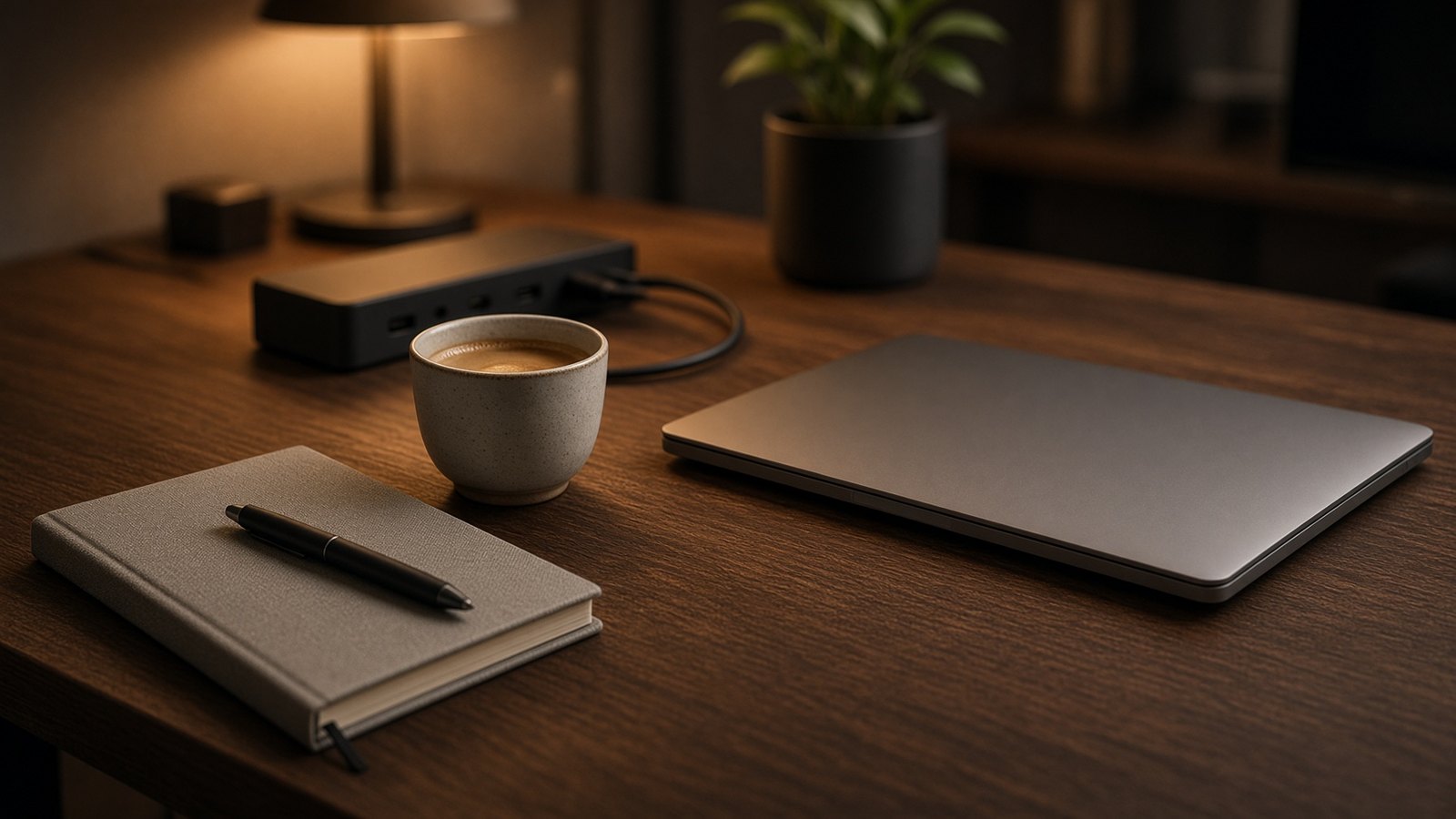 A precise, uncluttered working desk